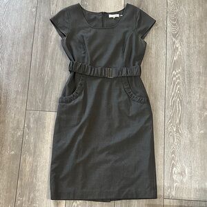 Calvin Klein Black Midi Belted Sheath Dress